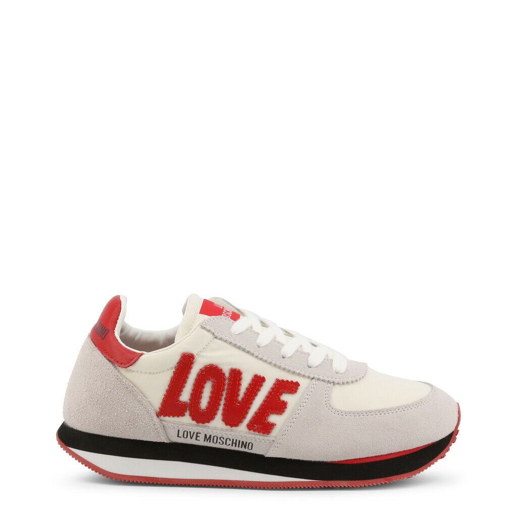 Love Moschino White Red Suede Sneakers