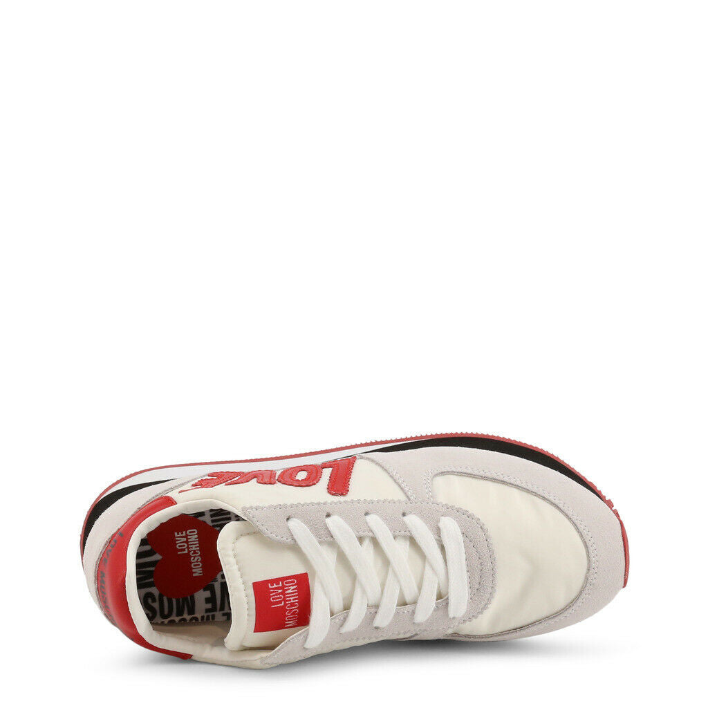 Love Moschino White Red Suede Sneakers